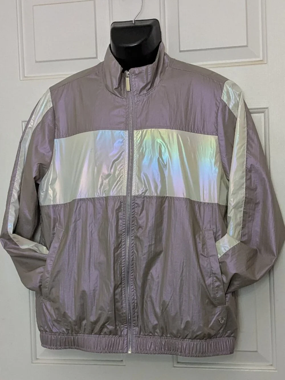 True Religion Lavendar Shine Metallic Windbreaker Jacket Size Small